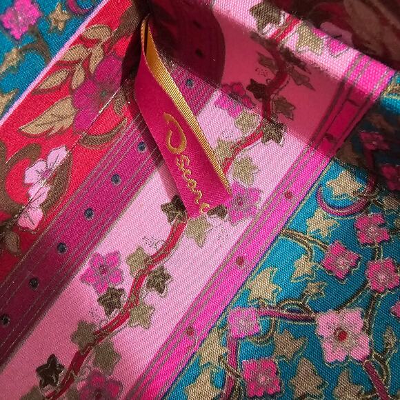 Oscar De La Renta Floral Patchwork Striped Fabric Jewelry Box Cottagecore - Picture 10 of 11